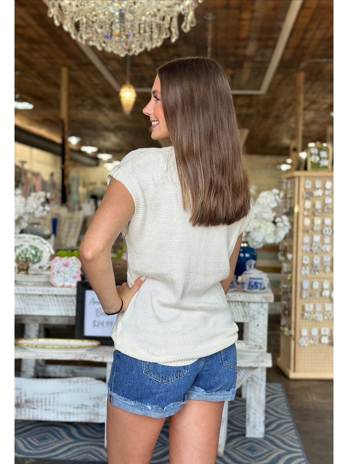 Beige cable knit batwing sweater