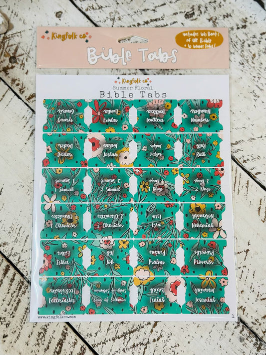 Teal Floral Bible Tabs