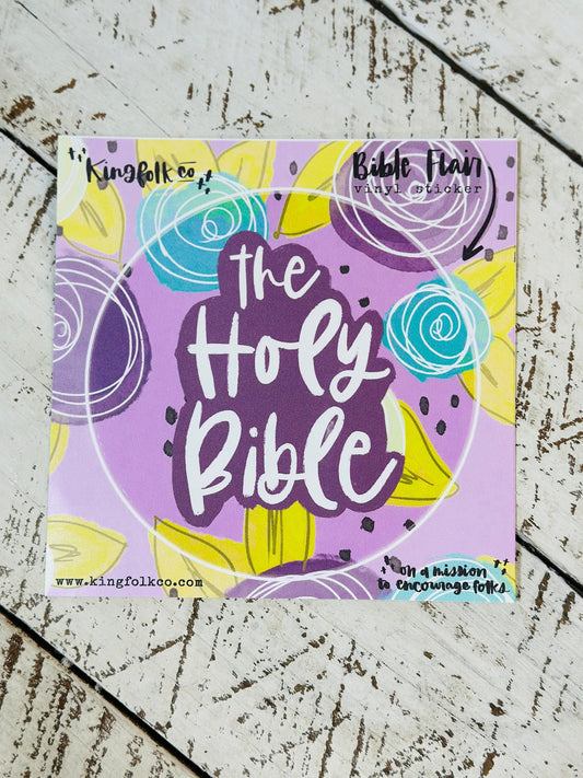 The Purple Floral Holy Bible Vinyl Sticker