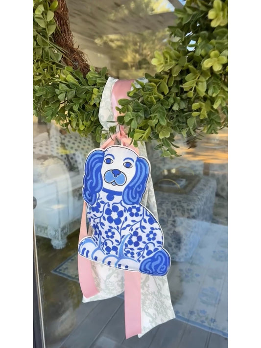 Chinoiserie Staffordshire Dog Canvas Plush Ornament