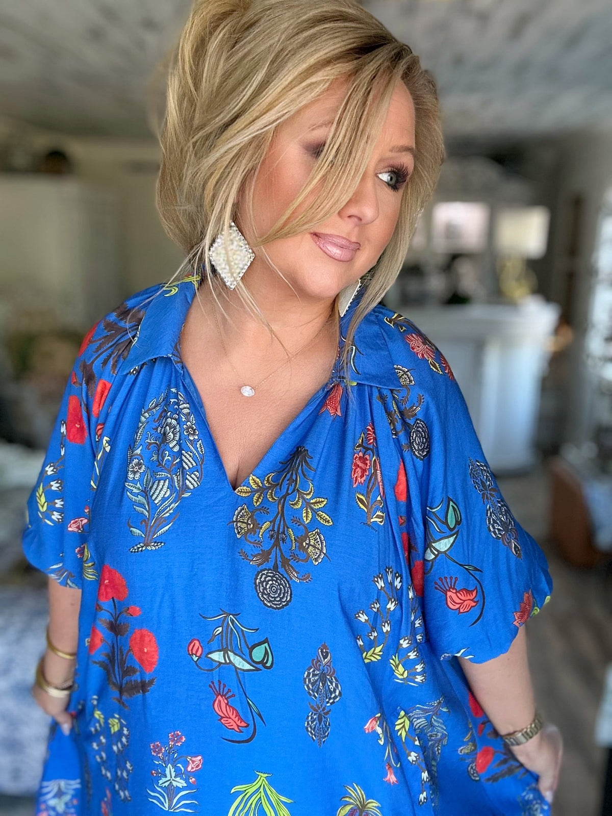 Floral Encyclopedia Print Mini Dress