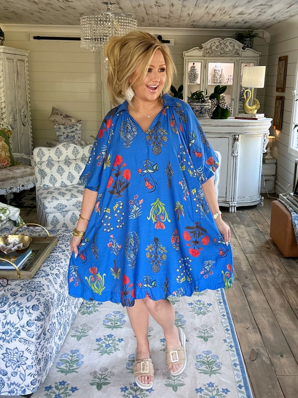 Floral Encyclopedia Print Mini Dress