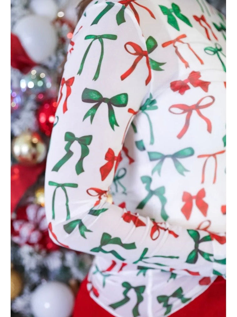 Mesh Top-Santa's Signature Bow