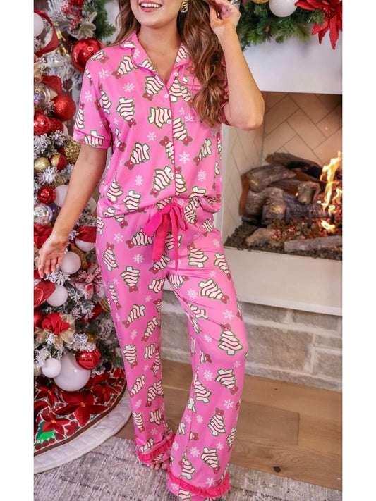 The Bow Christmas Treat Ruffle Pajama Set