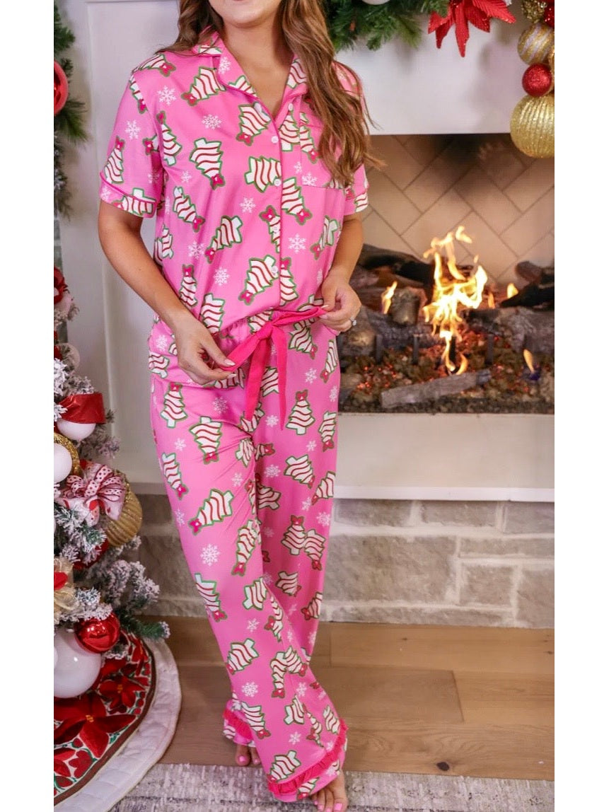 The Bow Christmas Treat Ruffle Pajama Set