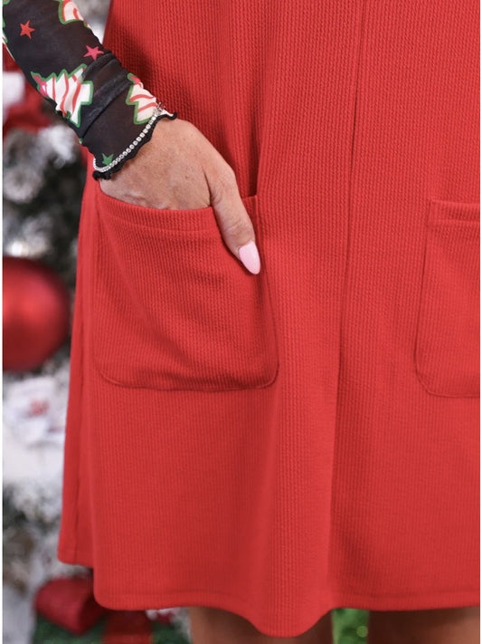 Red Ribbed Jumper Dress