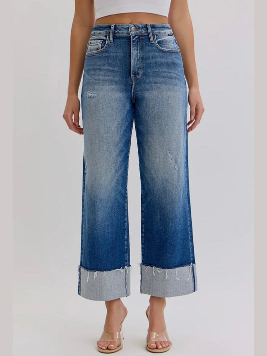 High Rise Crop Wide Leg with Cuff