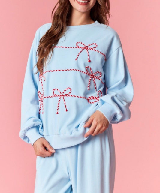 Twist Bow Cord Sweatshirt