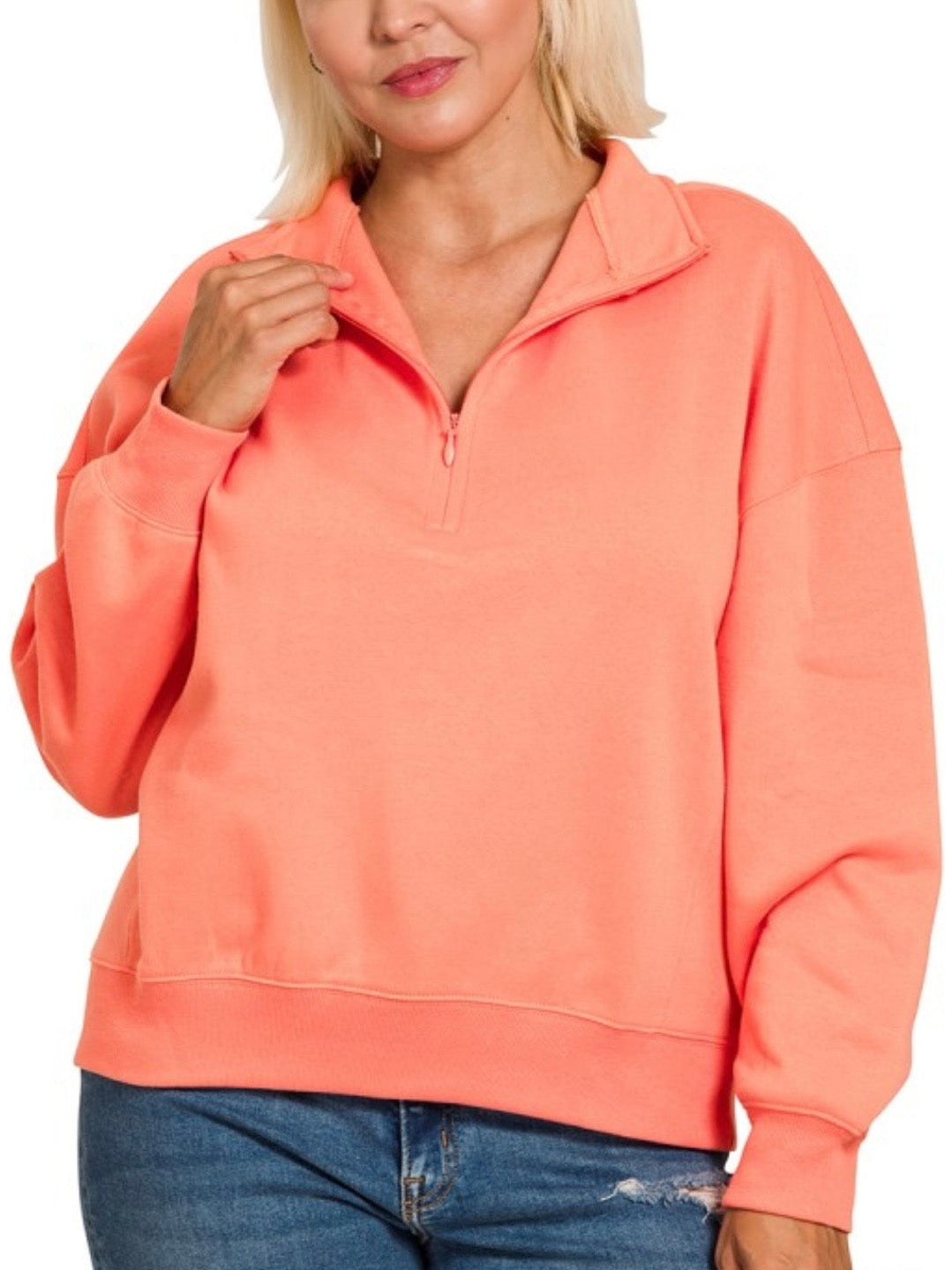Coral Plus fleece high neck half zip sweatshirt