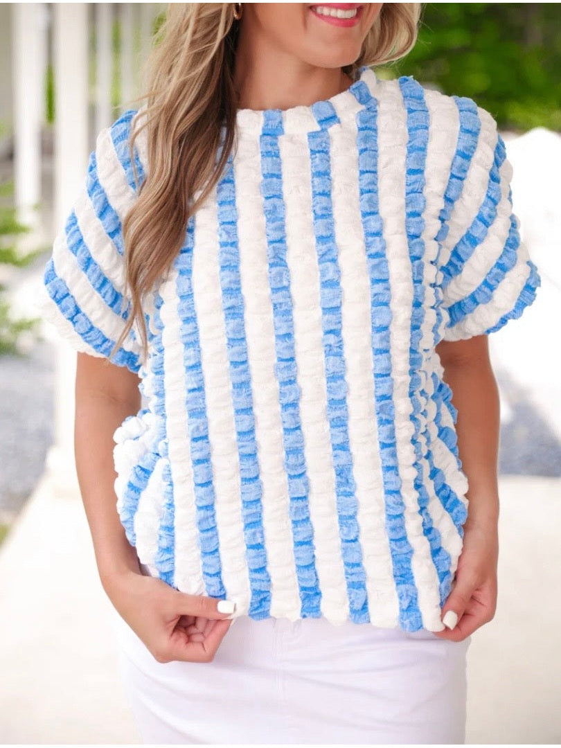 Bold And Bubbly Top, Light Blue