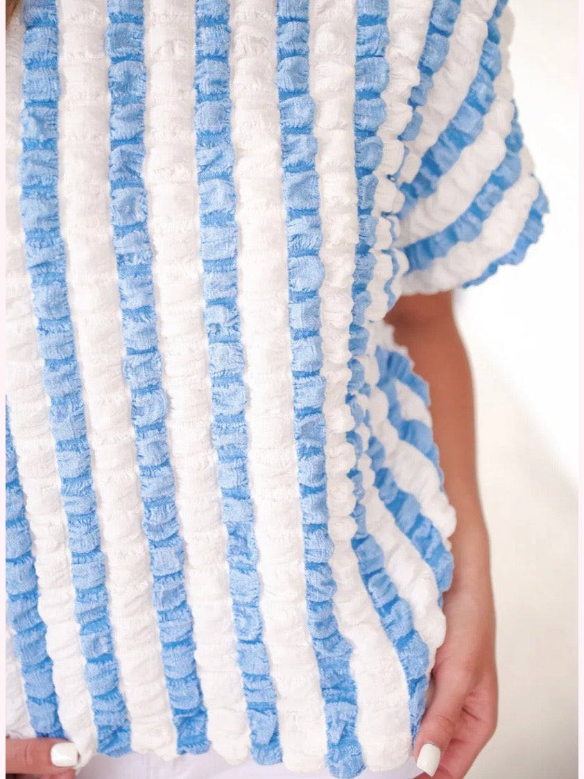 Bold And Bubbly Top, Light Blue