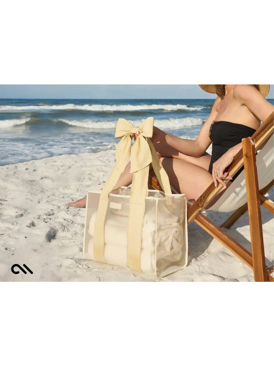 Case-Mate Ecru Raffia Bow Jelly Tote Bag