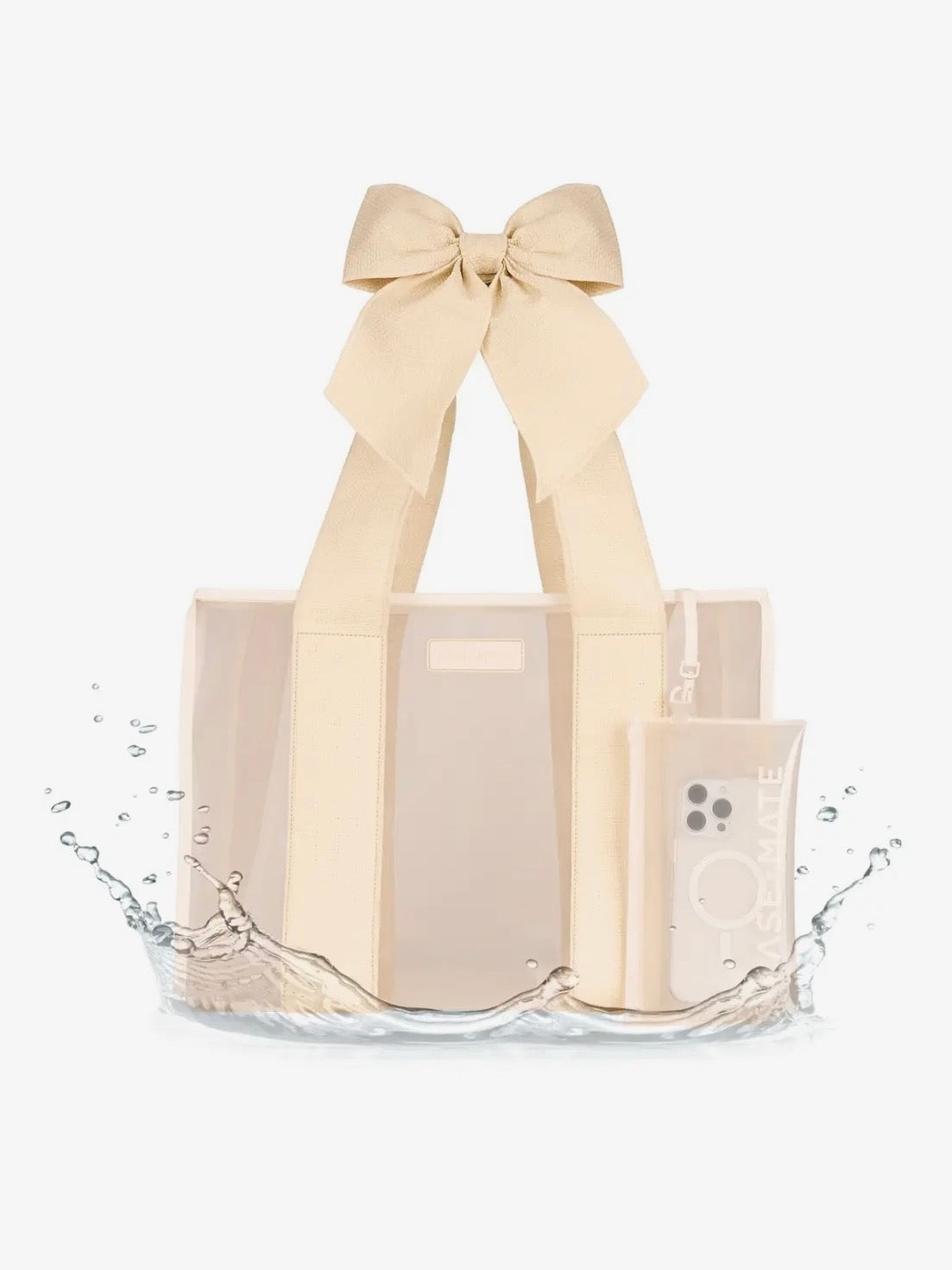Case-Mate Ecru Raffia Bow Jelly Tote Bag