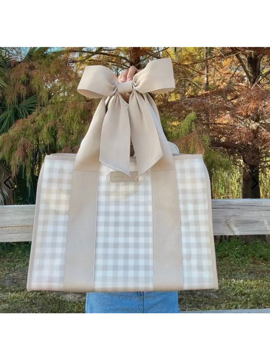 Case-Mate Latte Gingham Bow Jelly Tote Bag