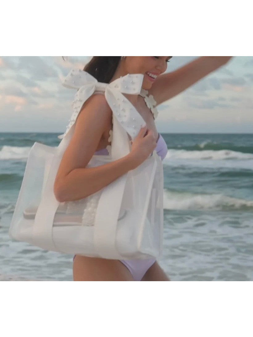 Case-Mate Ivory Pearl Bow Jelly Tote Bag