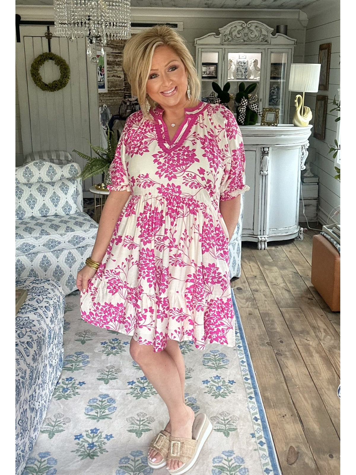 Peony Floral Tiered Babydoll Dress