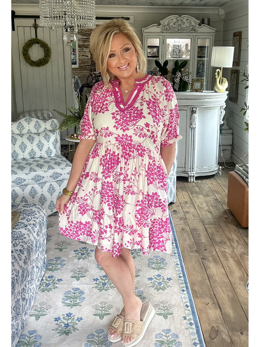 Peony Floral Tiered Babydoll Dress