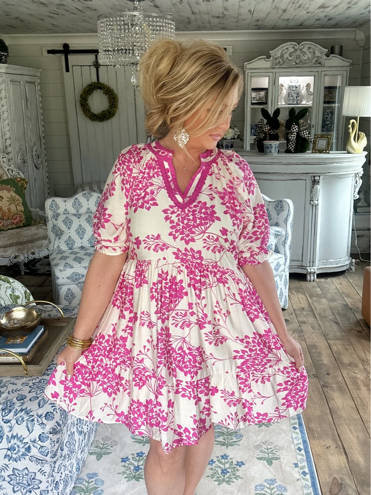 Peony Floral Tiered Babydoll Dress